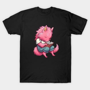 Pink werewolf reading book T-Shirt